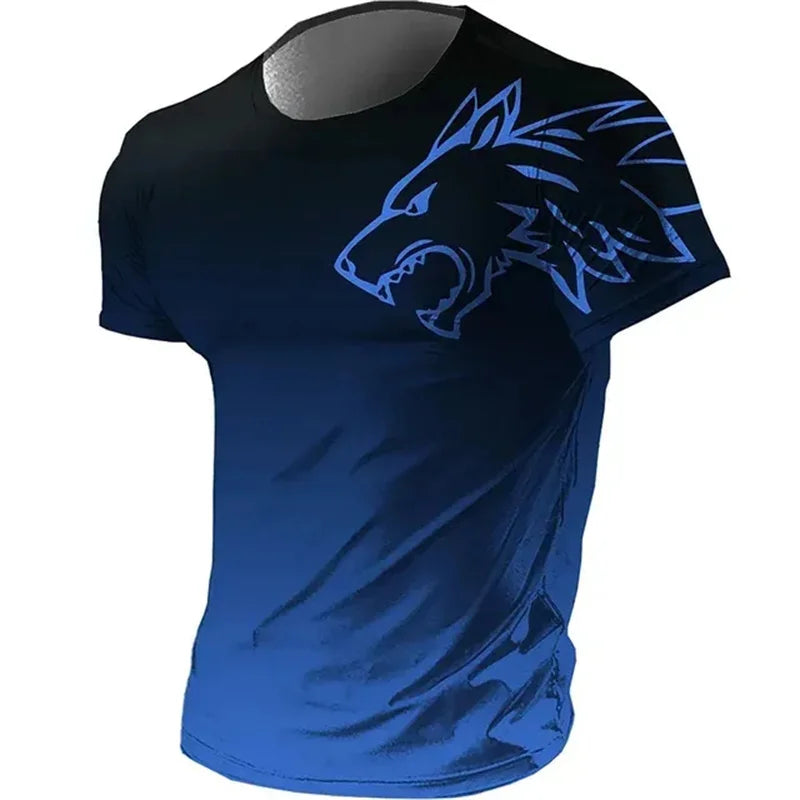 Men's 3D Wolf Graphic Quick-Dry T-Shirt - Fitness Sportswear