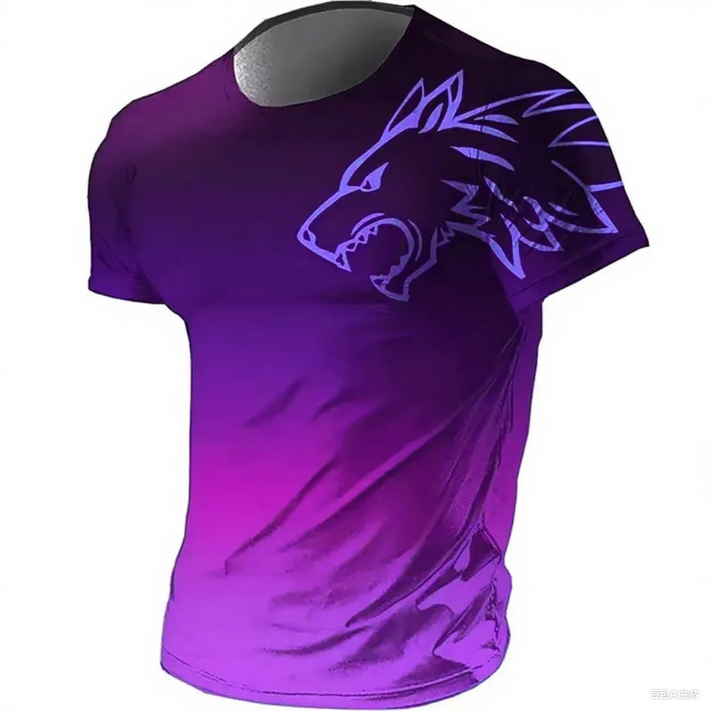 Men's 3D Wolf Graphic Quick-Dry T-Shirt - Fitness Sportswear