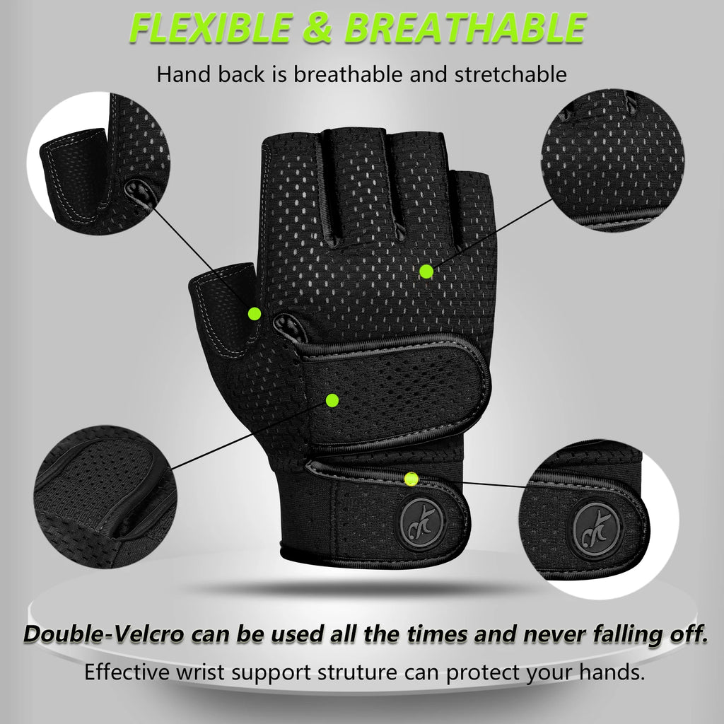 MOREOK Gym Gloves Non-Slip 3MM Padded Weight Lifting & Kettlebell Workout Gloves