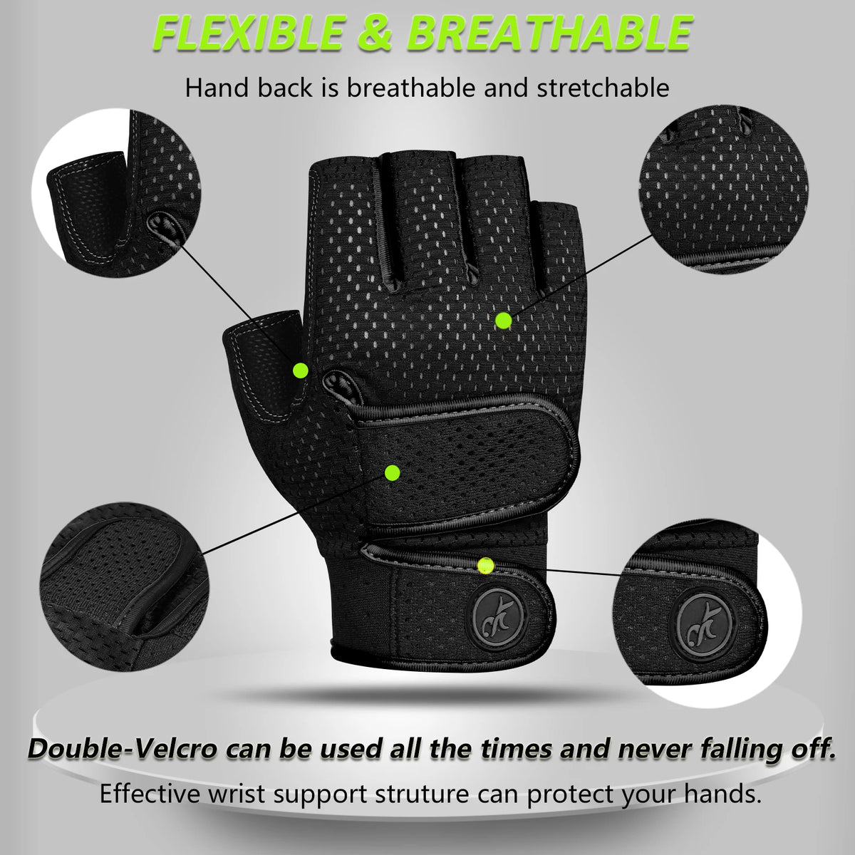 MOREOK Gym Gloves Non-Slip 3MM Padded Weight Lifting & Kettlebell Workout Gloves