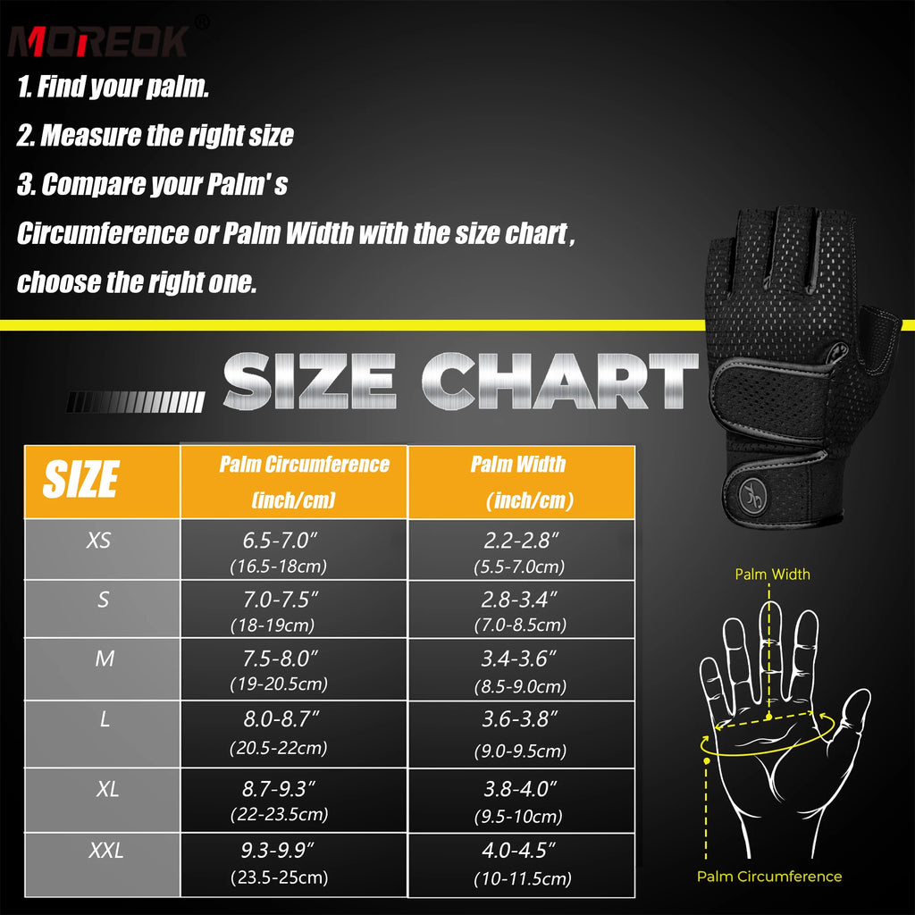 MOREOK Gym Gloves Non-Slip 3MM Padded Weight Lifting & Kettlebell Workout Gloves