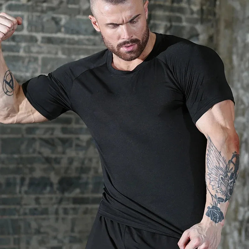Men's Quick-Dry Compression Gym T-Shirt - Moisture-Wicking Sports Jersey