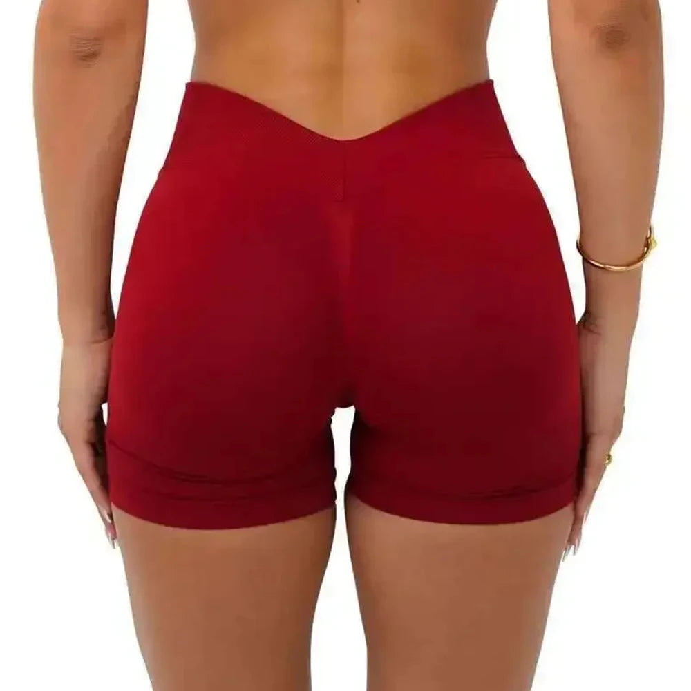 Seamless Women's Yoga Shorts with V Waist – Butt Lifting Fitness Training