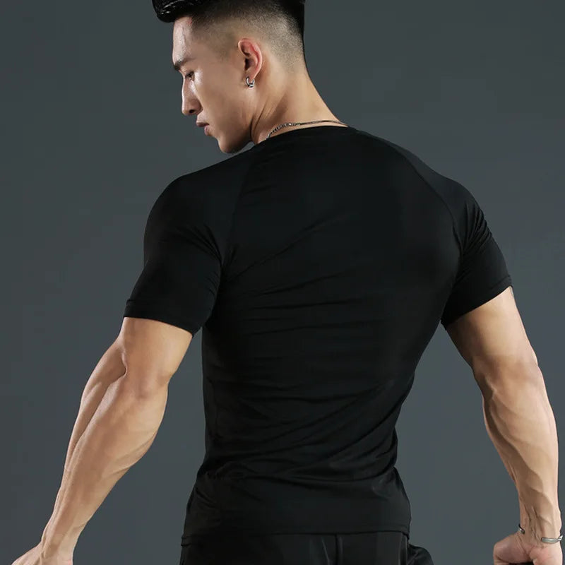 Men's Quick-Dry Compression Gym T-Shirt - Moisture-Wicking Sports Jersey