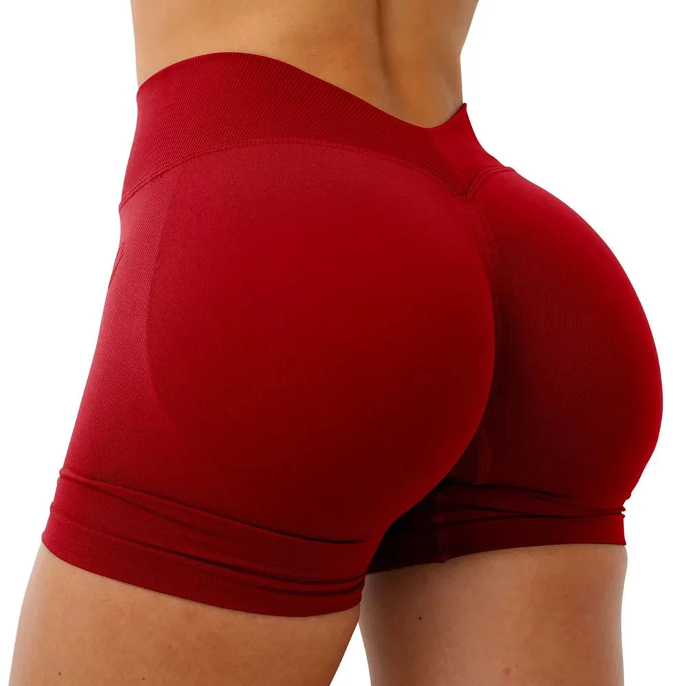 Seamless Women's Yoga Shorts with V Waist – Butt Lifting Fitness Training