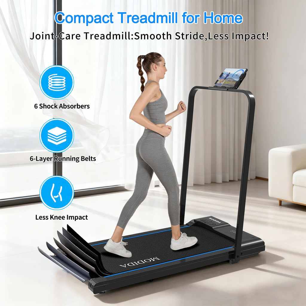 Foldable Walking Pad Treadmill with Handrail - 3.5HP Quiet Motor, 300LB Capacity
