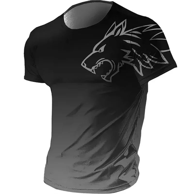 Men's 3D Wolf Graphic Quick-Dry T-Shirt - Fitness Sportswear