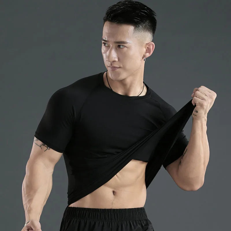 Men's Quick-Dry Compression Gym T-Shirt - Moisture-Wicking Sports Jersey