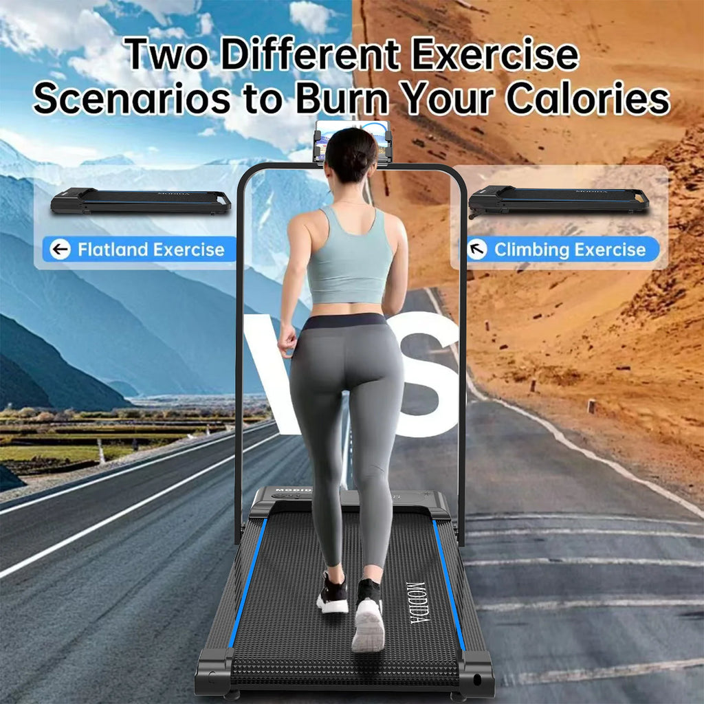 Foldable Walking Pad Treadmill with Handrail - 3.5HP Quiet Motor, 300LB Capacity