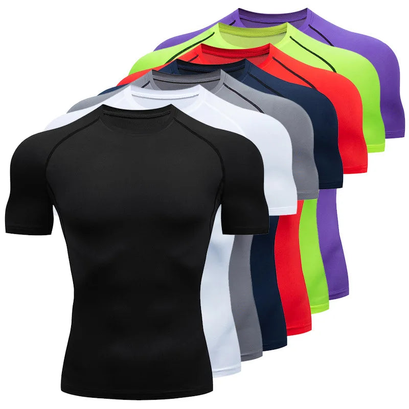 Men's Quick-Dry Compression Gym T-Shirt - Moisture-Wicking Sports Jersey