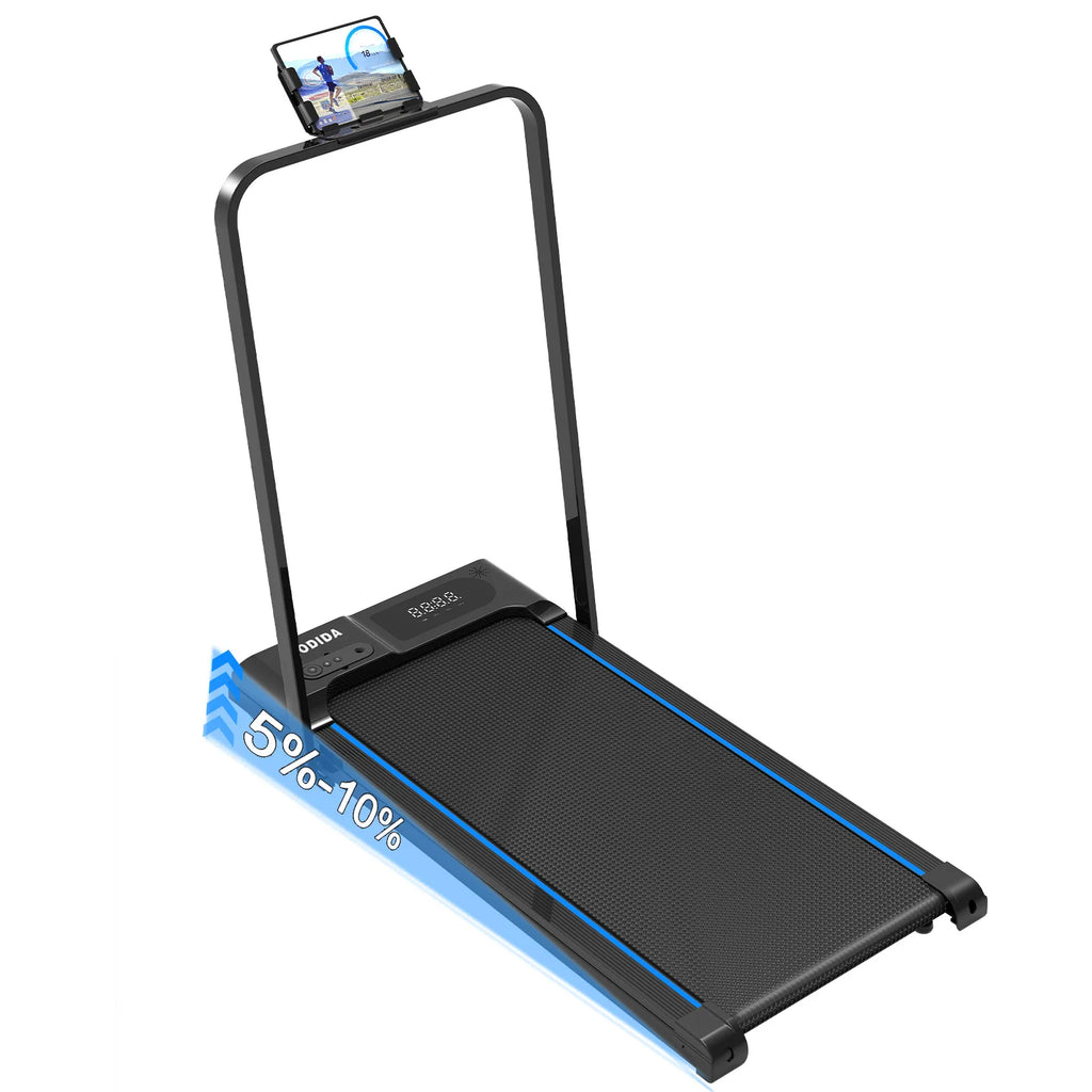Foldable Walking Pad Treadmill with Handrail - 3.5HP Quiet Motor, 300LB Capacity