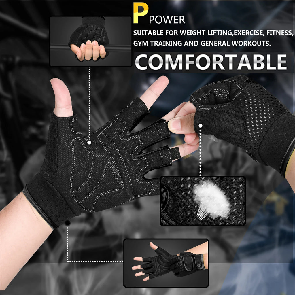 MOREOK Gym Gloves Non-Slip 3MM Padded Weight Lifting & Kettlebell Workout Gloves