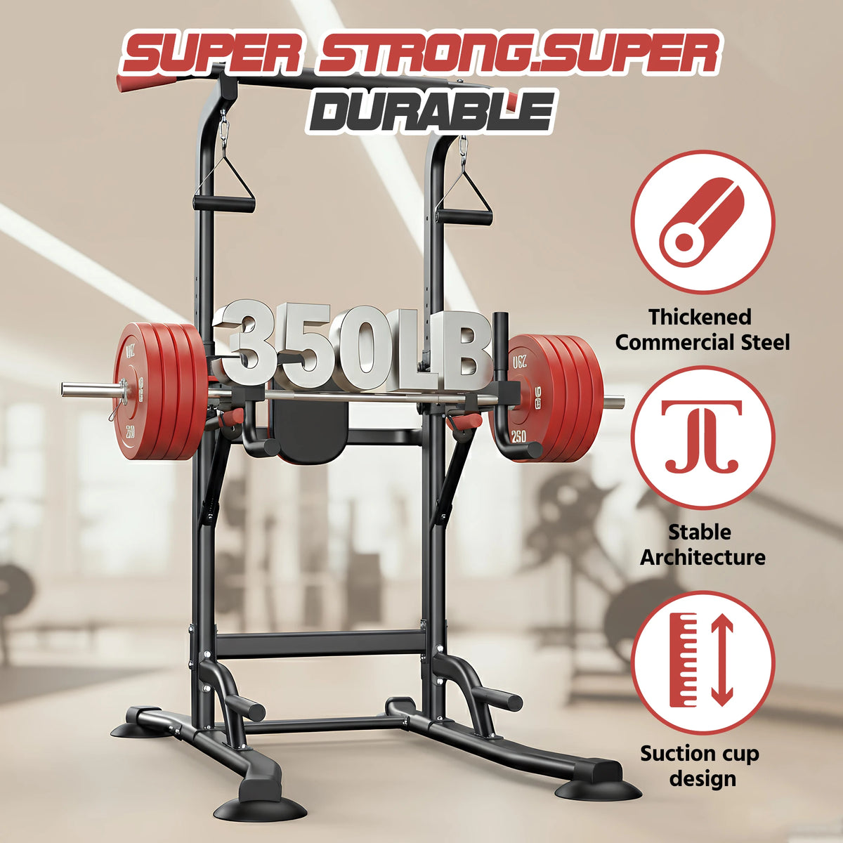 Power Tower Pull-Up Bar with Resistance Bands, 350LBS Capacity Dip Station