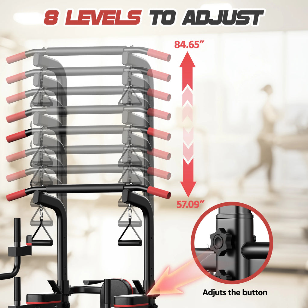 Power Tower Pull-Up Bar with Resistance Bands, 350LBS Capacity Dip Station