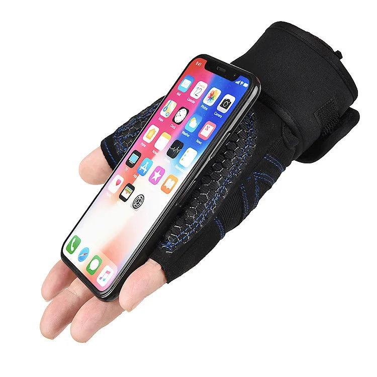 Half-Finger Workout Gloves with Wrist Support for Weight Lifting & Cycling