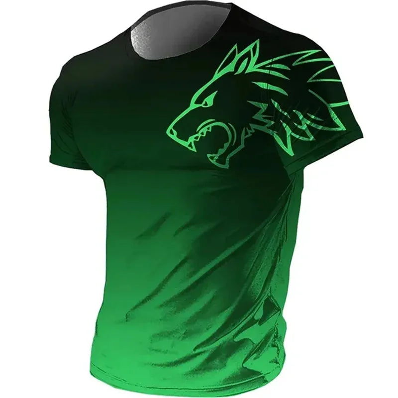 Men's 3D Wolf Graphic Quick-Dry T-Shirt - Fitness Sportswear