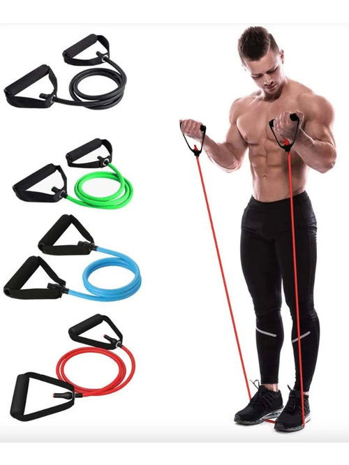 4-Piece Resistance Band Set with Handles – 5 Levels (10-30 LBS)