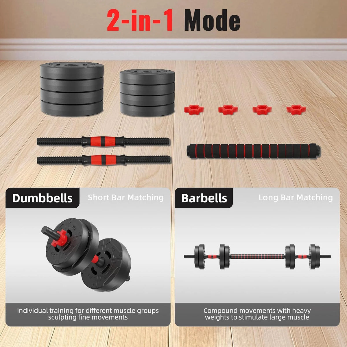 22 lb Adjustable Dumbbell & Barbell Set – Home Strength Training
